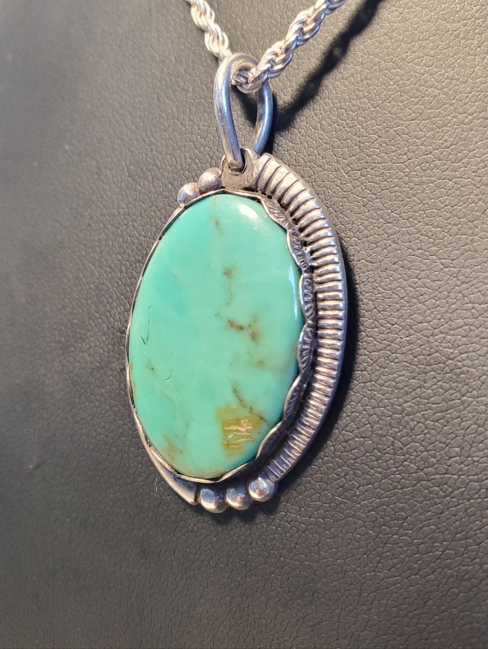 Turquoise Oval Sterling Pendant Necklace - Women's Green Stone Jewelry